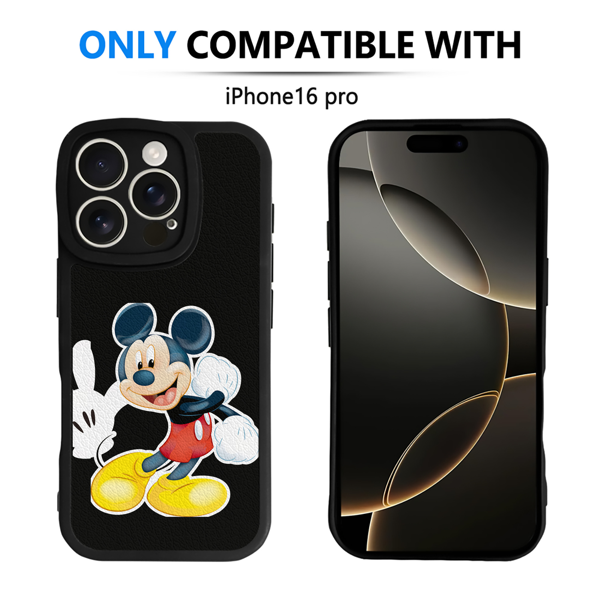 （画像用） ミッキーマウス Mickey Mouse 【iPhone 16シリーズ対応】シリコンスマホケース（レザー調） 材質：シリコン